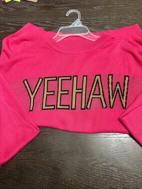 Women's Hot Pink 'YEEHAW' Crewneck Sweater